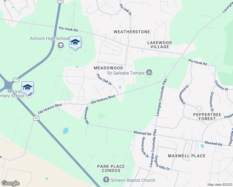 map of restaurants, bars, coffee shops, grocery stores, and more near 701 Post Oak Drive in Nashville