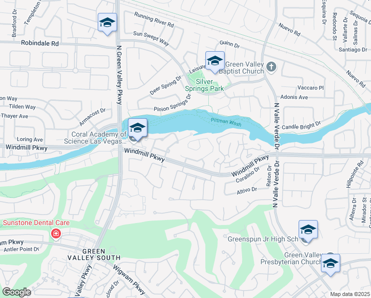 map of restaurants, bars, coffee shops, grocery stores, and more near 2023 Angel Falls Drive in Henderson