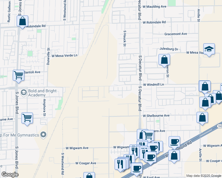 map of restaurants, bars, coffee shops, grocery stores, and more near 8124 Edmond Street in Las Vegas