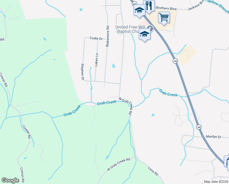 map of restaurants, bars, coffee shops, grocery stores, and more near 1198 West Grab Creek Road in Dickson