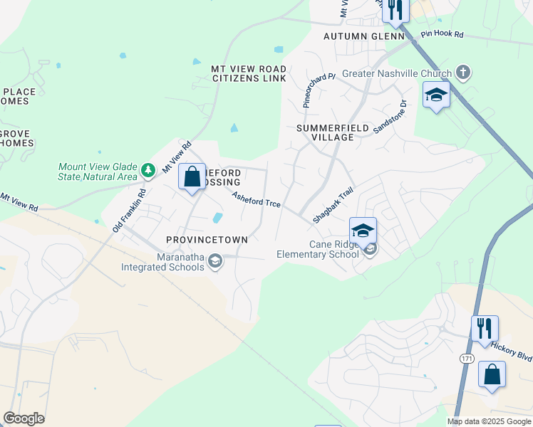 map of restaurants, bars, coffee shops, grocery stores, and more near 5744 Murphywood Crossing in Nashville
