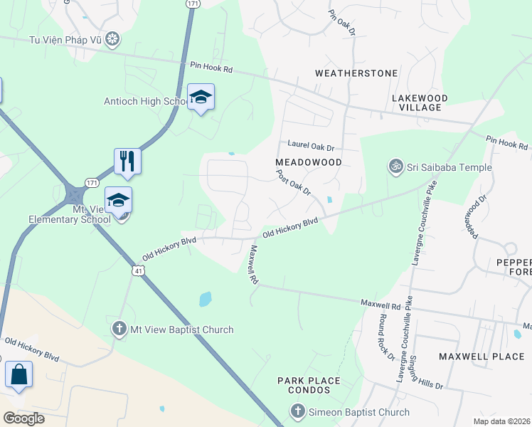 map of restaurants, bars, coffee shops, grocery stores, and more near 1508 Chestnut Oak Drive in Nashville