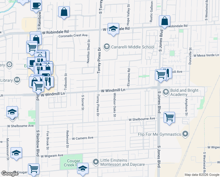 map of restaurants, bars, coffee shops, grocery stores, and more near 8096 Avalon Island Street in Las Vegas