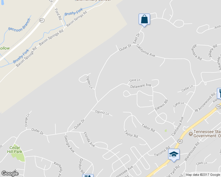map of restaurants, bars, coffee shops, grocery stores, and more near 514 Delaware Avenue in Oak Ridge