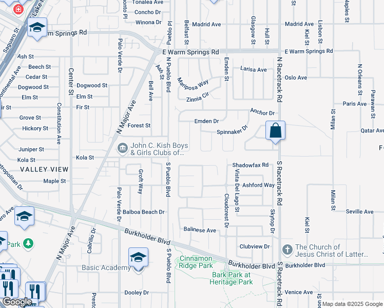 map of restaurants, bars, coffee shops, grocery stores, and more near 725 Skipjack Drive in Henderson