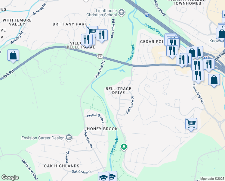 map of restaurants, bars, coffee shops, grocery stores, and more near 18 Sycamore Court in Nashville