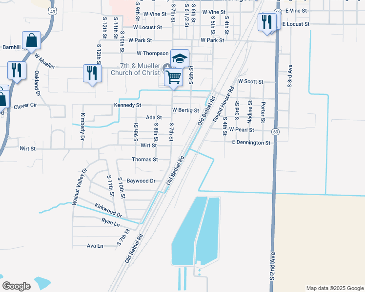 map of restaurants, bars, coffee shops, grocery stores, and more near 603 Wirt Street in Paragould