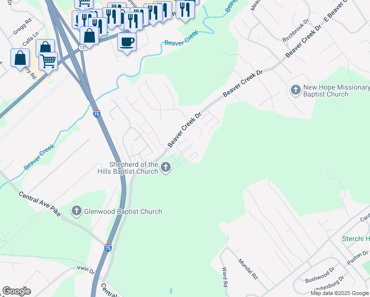 map of restaurants, bars, coffee shops, grocery stores, and more near 420 Wildcat Way in Knoxville
