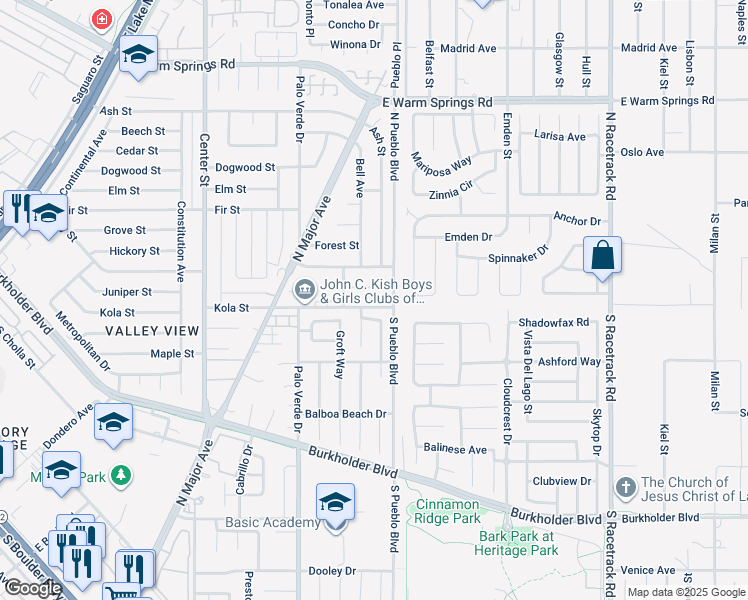 map of restaurants, bars, coffee shops, grocery stores, and more near 429 Drake Street in Henderson