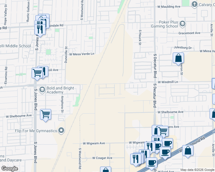 map of restaurants, bars, coffee shops, grocery stores, and more near 5374 Tierra Faith Avenue in Las Vegas