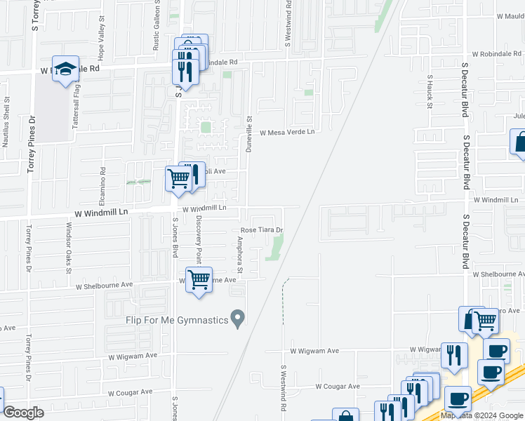 map of restaurants, bars, coffee shops, grocery stores, and more near 5730 Old Colony Drive in Las Vegas