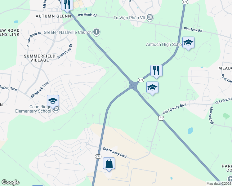 map of restaurants, bars, coffee shops, grocery stores, and more near 1717 Hobson Pike in Nashville