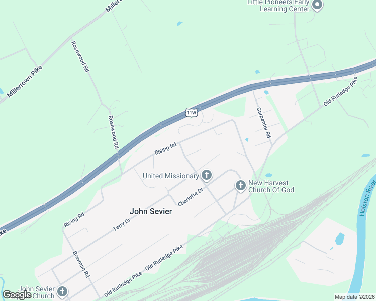 map of restaurants, bars, coffee shops, grocery stores, and more near 1704 John Sevier School Road in Knoxville