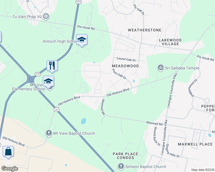 map of restaurants, bars, coffee shops, grocery stores, and more near 1508 Chestnut Oak Drive in Nashville