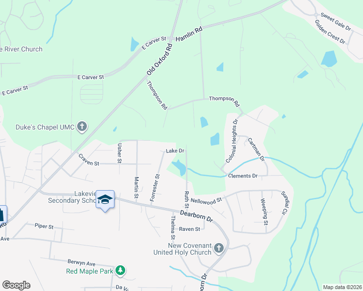 map of restaurants, bars, coffee shops, grocery stores, and more near 3091 Ruth Street in Durham