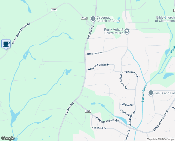 map of restaurants, bars, coffee shops, grocery stores, and more near 8590 Waterford Village Court in Clemmons