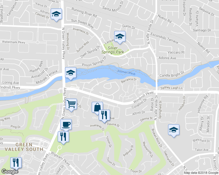 map of restaurants, bars, coffee shops, grocery stores, and more near 2006 Angel Falls Dr in Henderson