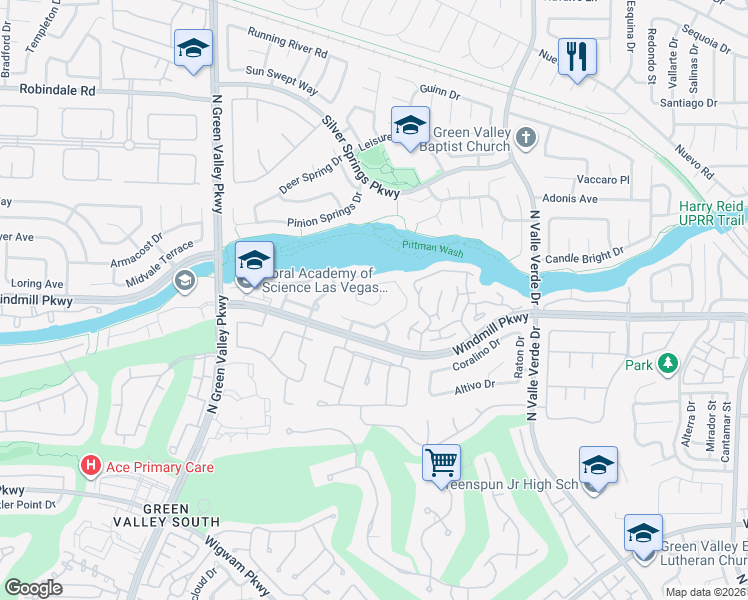 map of restaurants, bars, coffee shops, grocery stores, and more near 2006 Angel Falls Drive in Henderson