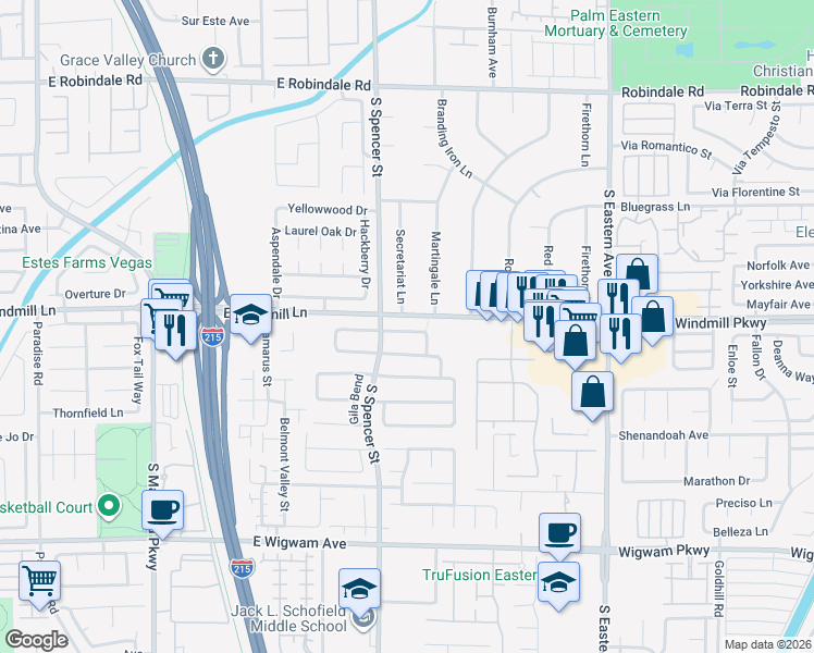 map of restaurants, bars, coffee shops, grocery stores, and more near 1854 Golden Horizon Drive in Las Vegas