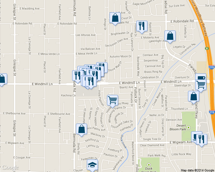 map of restaurants, bars, coffee shops, grocery stores, and more near 652 Palmwood Lane in Las Vegas