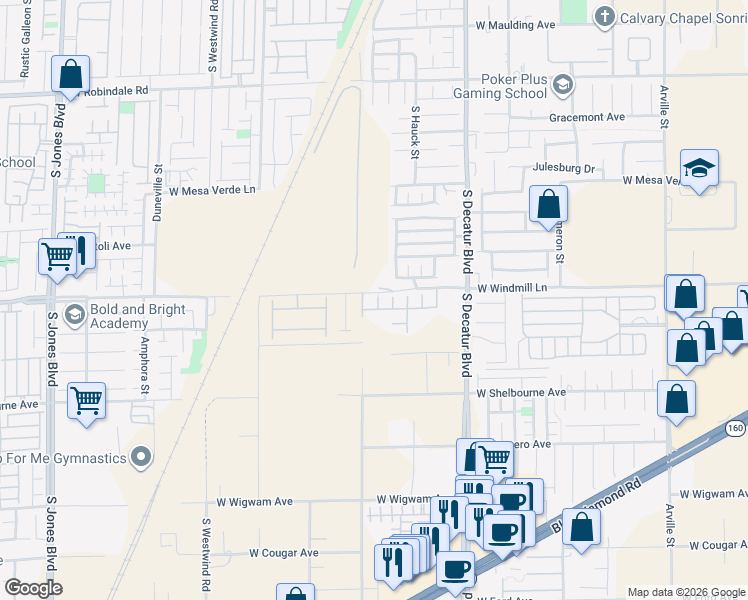 map of restaurants, bars, coffee shops, grocery stores, and more near 8124 Edmond Street in Las Vegas