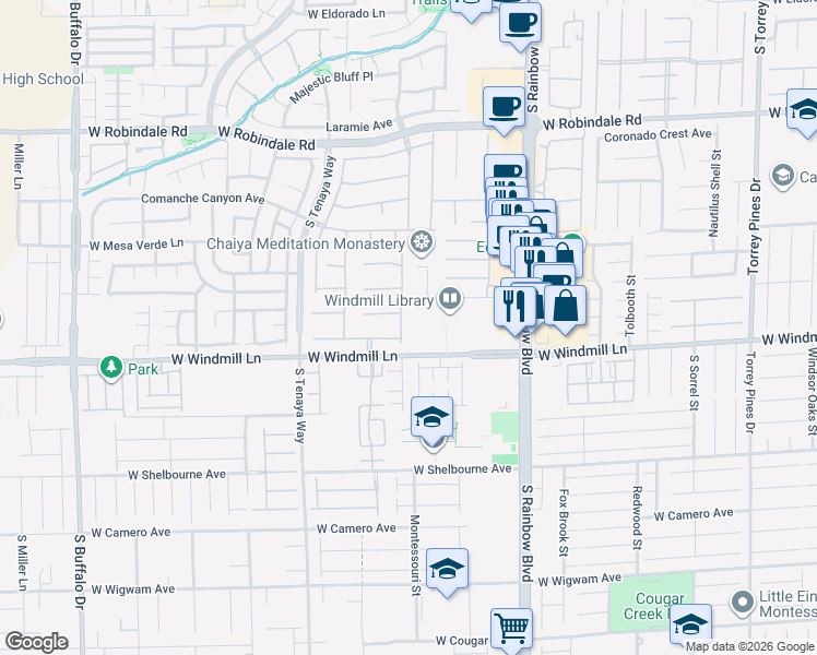 map of restaurants, bars, coffee shops, grocery stores, and more near 8054 Carson Creek Street in Las Vegas