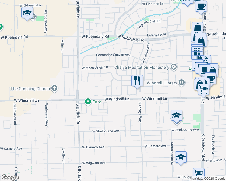 map of restaurants, bars, coffee shops, grocery stores, and more near 8056 Everett Basin court in Las Vegas