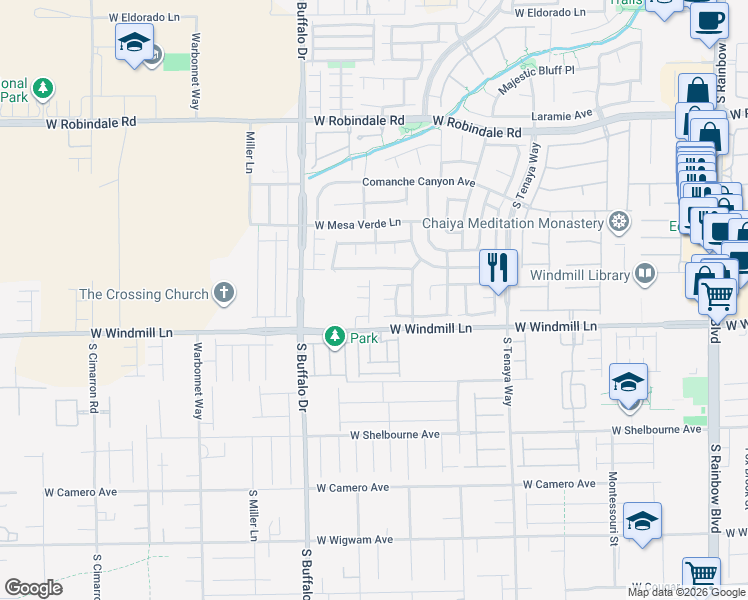 map of restaurants, bars, coffee shops, grocery stores, and more near 7629 Barton Rock Court in Las Vegas