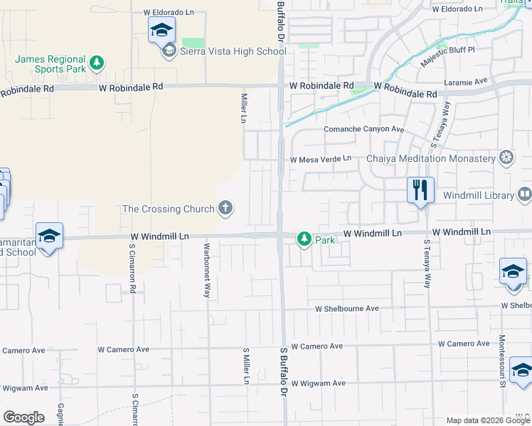 map of restaurants, bars, coffee shops, grocery stores, and more near 7899-8079 S Buffalo Dr in Las Vegas