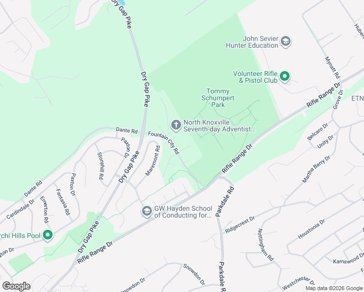 map of restaurants, bars, coffee shops, grocery stores, and more near 1705 Durham Park Lane in Knoxville