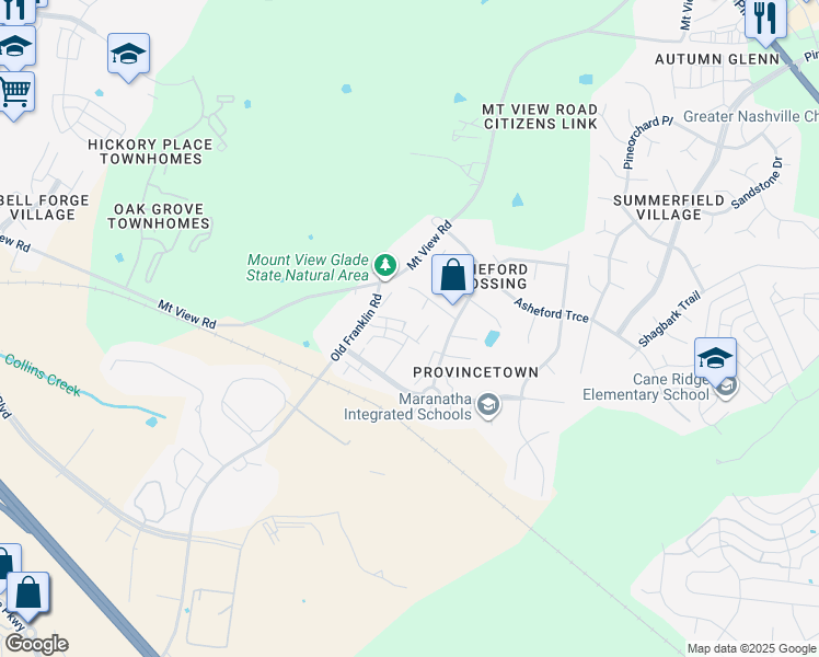 map of restaurants, bars, coffee shops, grocery stores, and more near 1843 Isabelle Lane in Nashville