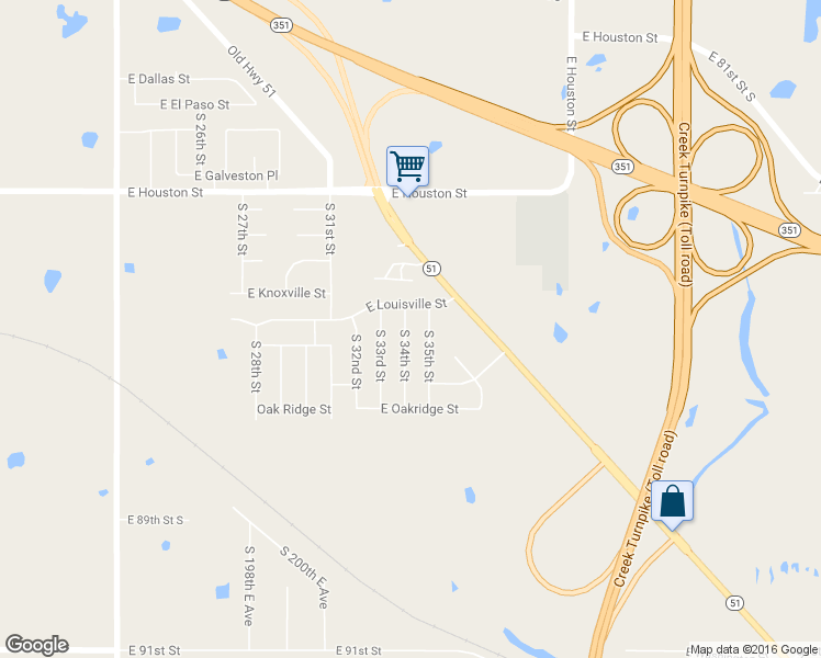 map of restaurants, bars, coffee shops, grocery stores, and more near 1112 South 35th Street in Broken Arrow