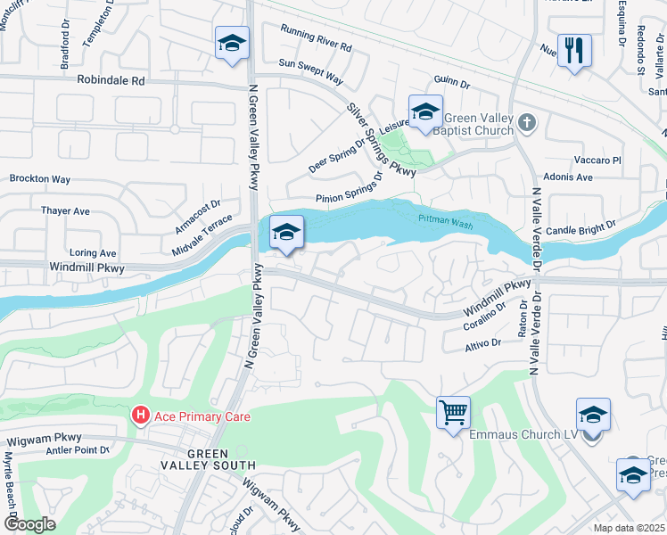map of restaurants, bars, coffee shops, grocery stores, and more near 2102 Mountain Echo Avenue in Henderson