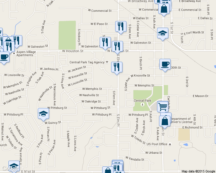 map of restaurants, bars, coffee shops, grocery stores, and more near 804 West Memphis Street in Broken Arrow