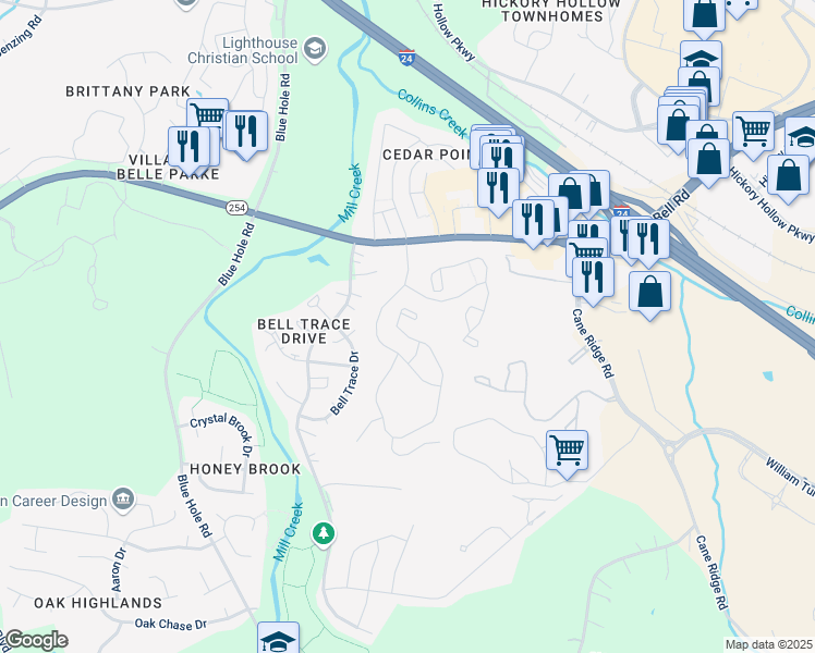 map of restaurants, bars, coffee shops, grocery stores, and more near 610 Arbor Knoll Boulevard in Nashville