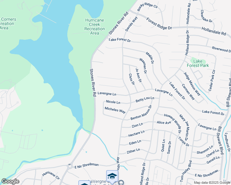 map of restaurants, bars, coffee shops, grocery stores, and more near 940 Lavergne Lane in La Vergne