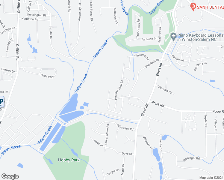 map of restaurants, bars, coffee shops, grocery stores, and more near 3031 Bushfield Drive in Winston-Salem