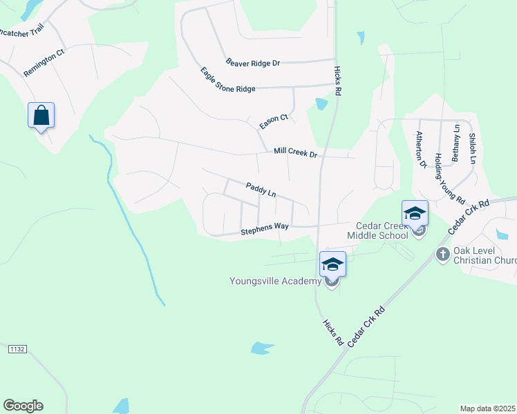 map of restaurants, bars, coffee shops, grocery stores, and more near Stephens Way in Franklin County