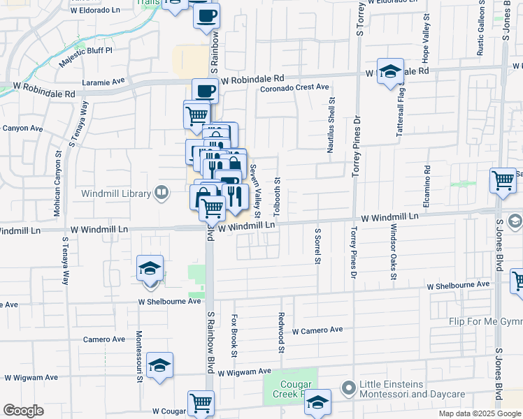 map of restaurants, bars, coffee shops, grocery stores, and more near 8068 Severn Valley Street in Las Vegas