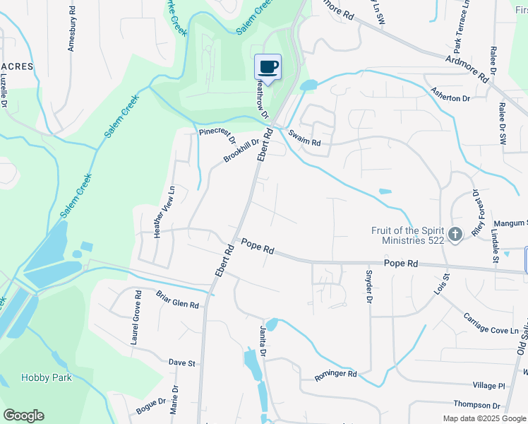 map of restaurants, bars, coffee shops, grocery stores, and more near 2040 Glovenia Drive in Winston-Salem