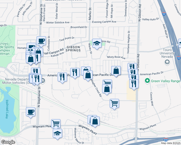 map of restaurants, bars, coffee shops, grocery stores, and more near 1199 Simms Avenue in Henderson