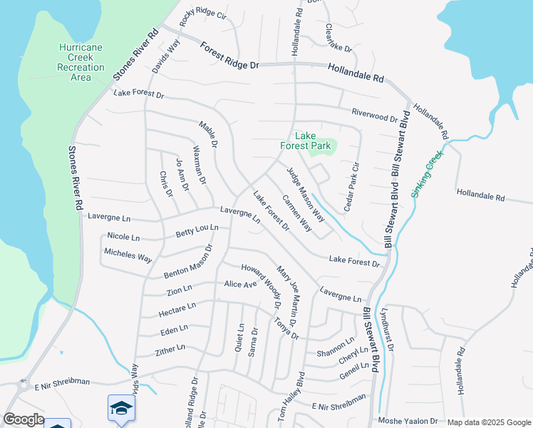 map of restaurants, bars, coffee shops, grocery stores, and more near 243 Lake Forest Drive in La Vergne