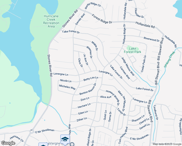 map of restaurants, bars, coffee shops, grocery stores, and more near 915 Lavergne Lane in La Vergne