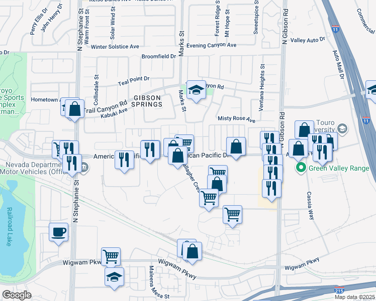 map of restaurants, bars, coffee shops, grocery stores, and more near 1191 Simms Avenue in Henderson