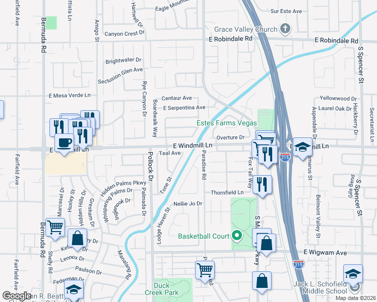 map of restaurants, bars, coffee shops, grocery stores, and more near 8117 Creek Water Lane in Las Vegas