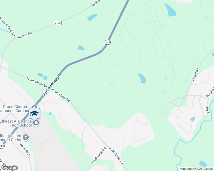 map of restaurants, bars, coffee shops, grocery stores, and more near 2635 Luxborough Lane in Mebane