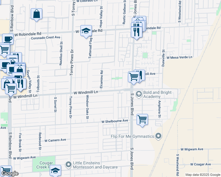 map of restaurants, bars, coffee shops, grocery stores, and more near 6241 Murphys Windmill Avenue in Las Vegas