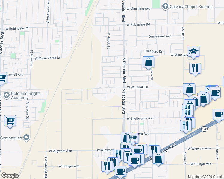 map of restaurants, bars, coffee shops, grocery stores, and more near 8112 Cathedral Range Court in Las Vegas