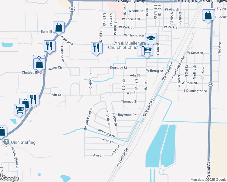 map of restaurants, bars, coffee shops, grocery stores, and more near 915 Wirt Street in Paragould
