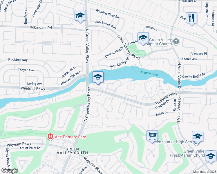 map of restaurants, bars, coffee shops, grocery stores, and more near 2110 Mountain Echo Avenue in Henderson